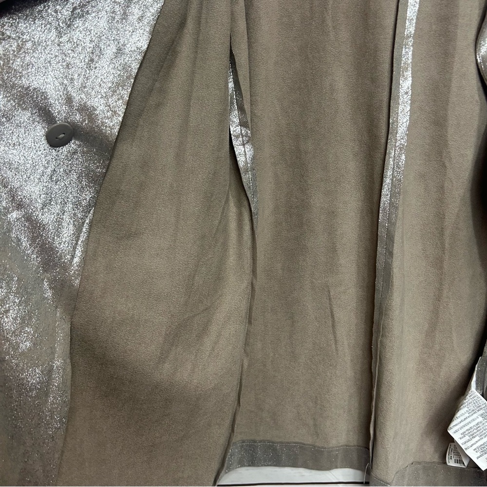Zara Basic Collection Shimmery Over-Sized Jacket Sz XS Suede Like Metallic - Picture 9 of 9